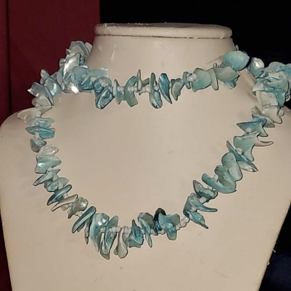 Vintage Barkhor, India Chipped Shell Necklace